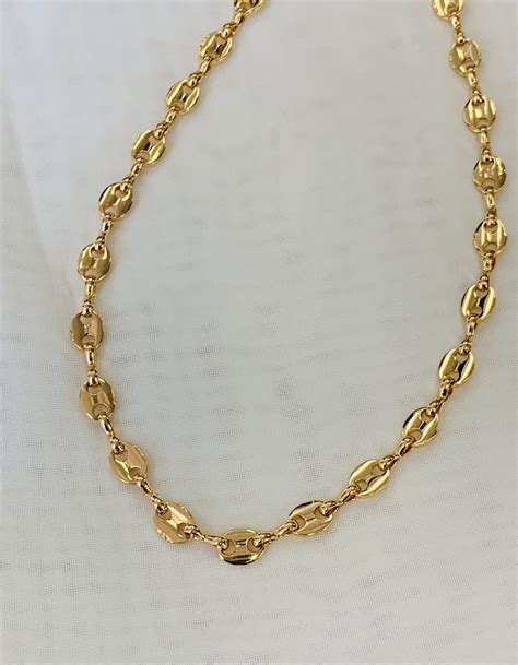 gucci gold bamboo necklace|14k gold Gucci link chain.